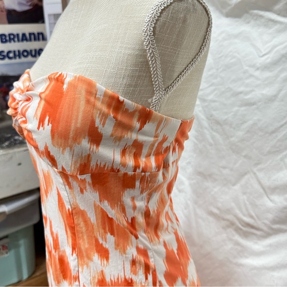 Cache Orange and White Strapless Mini Dress Size 6 - Picture 4 of 9